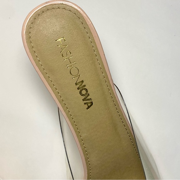 Fashion Nova Lift-Me-Up Clear Nude Heels Square Toe Chunky Mule Women's Size 11 - Picture 4 of 11